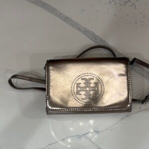 Tory Burch Metallic Silver Crossbody Bag